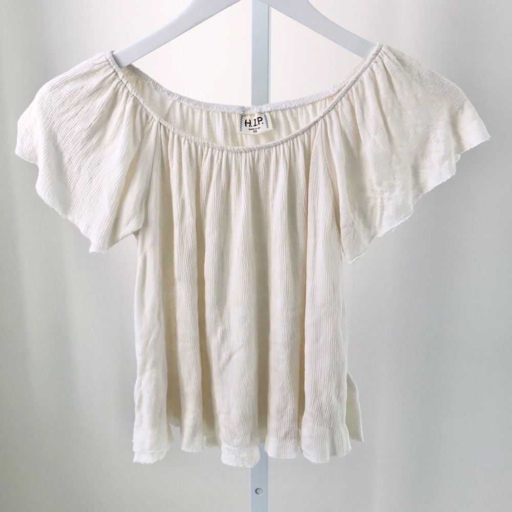 H.I.P. Juniors Cream Off the Shoulder Top XS